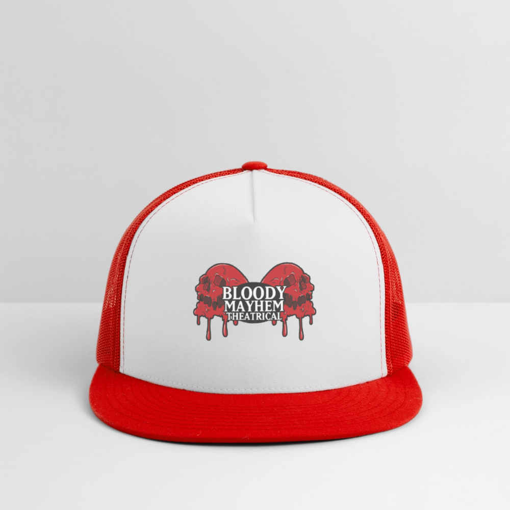 Bloody Mayhem Theatrical Logo Trucker Hat - white/red