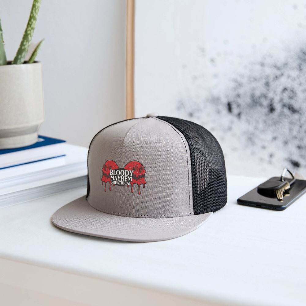 Bloody Mayhem Theatrical Logo Trucker Hat - gray/black