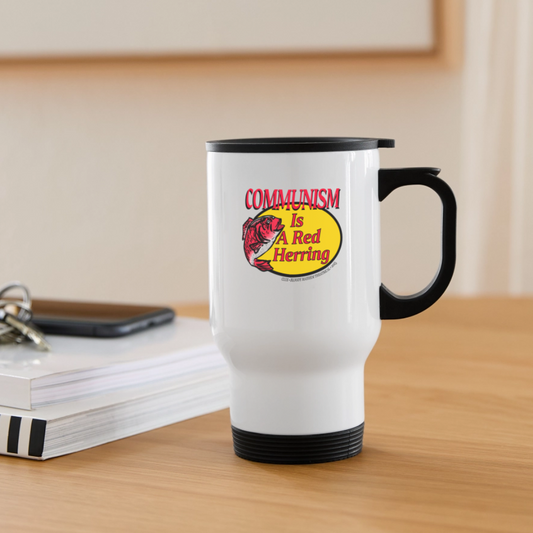 CLUE Red Herring Travel Mug - white