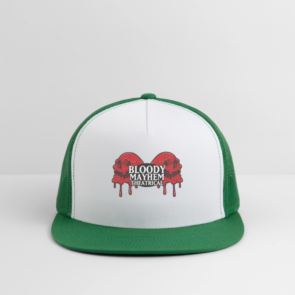 Bloody Mayhem Theatrical Logo Trucker Hat - white/kelly green