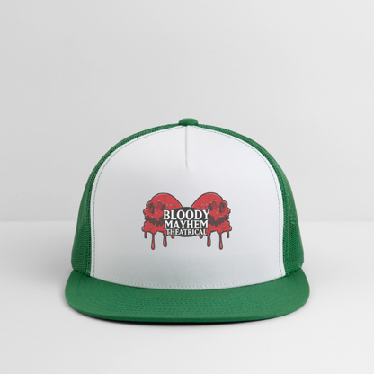 Bloody Mayhem Theatrical Logo Trucker Hat - white/kelly green