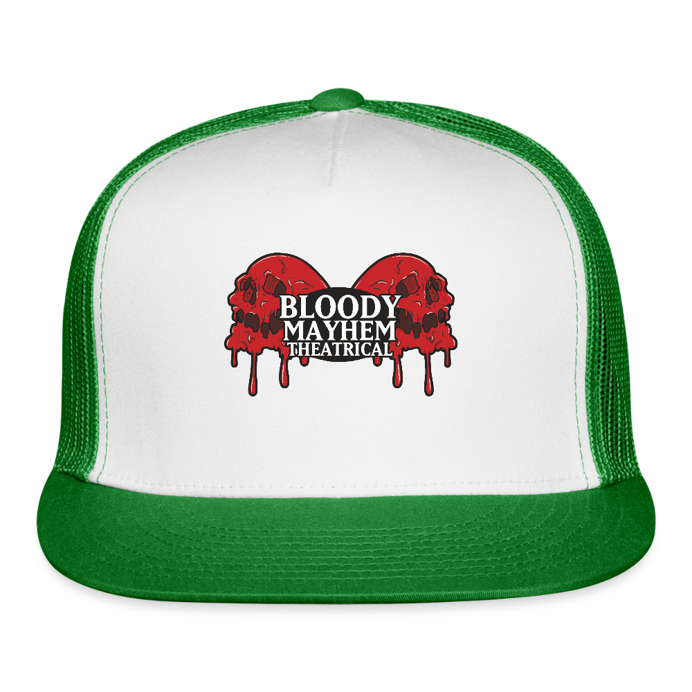 Bloody Mayhem Theatrical Logo Trucker Hat - white/kelly green
