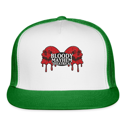 Bloody Mayhem Theatrical Logo Trucker Hat - white/kelly green